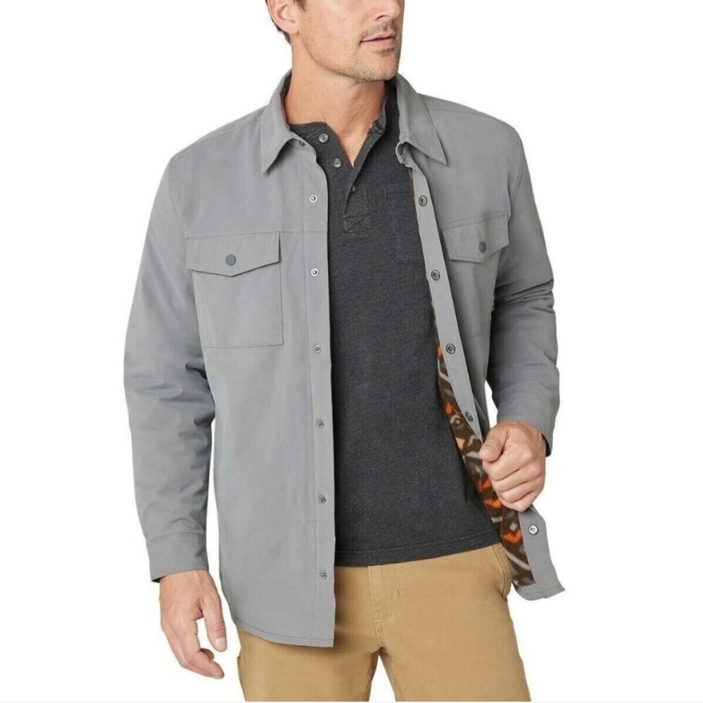 Eddie Bauer Gray Voyager Fleece Lined Shirt Jacket Size Medium